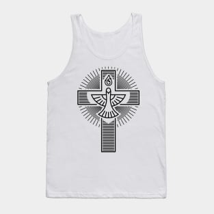 Christian cross and dove - a symbol of the Spirit Tank Top